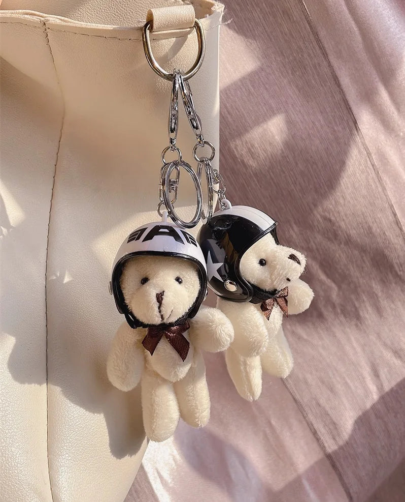 Helmeted Bear Charm Keychain