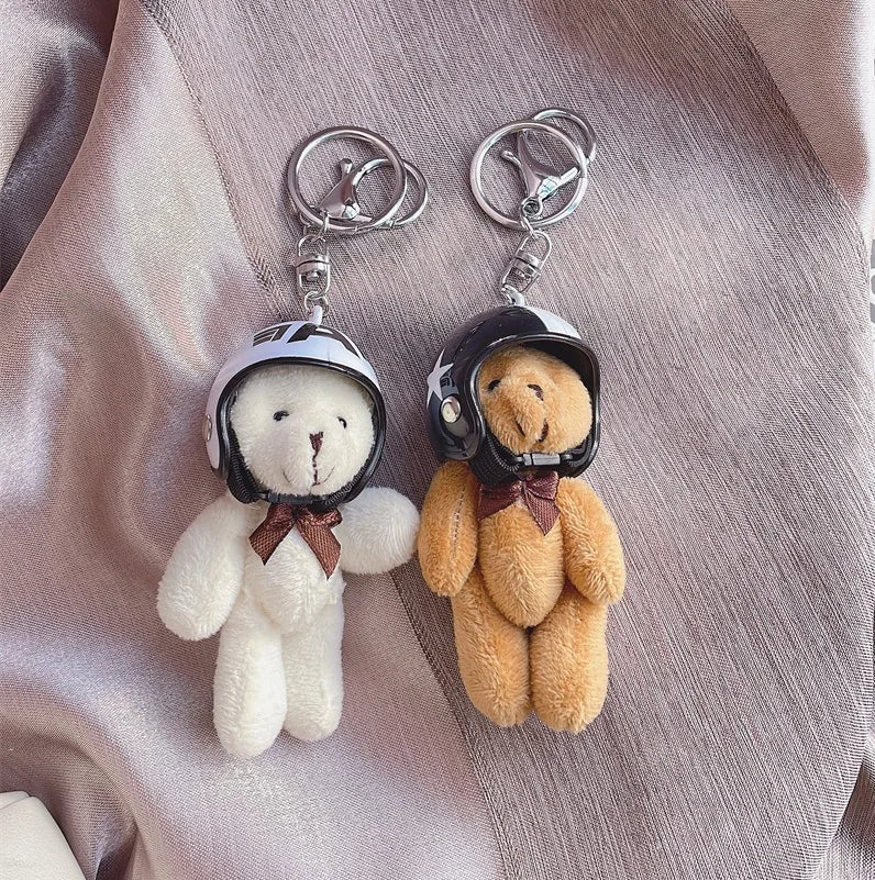 Helmeted Bear Charm Keychain