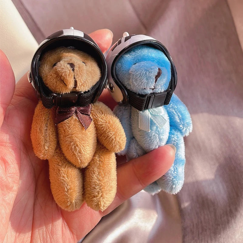 Helmeted Bear Charm Keychain