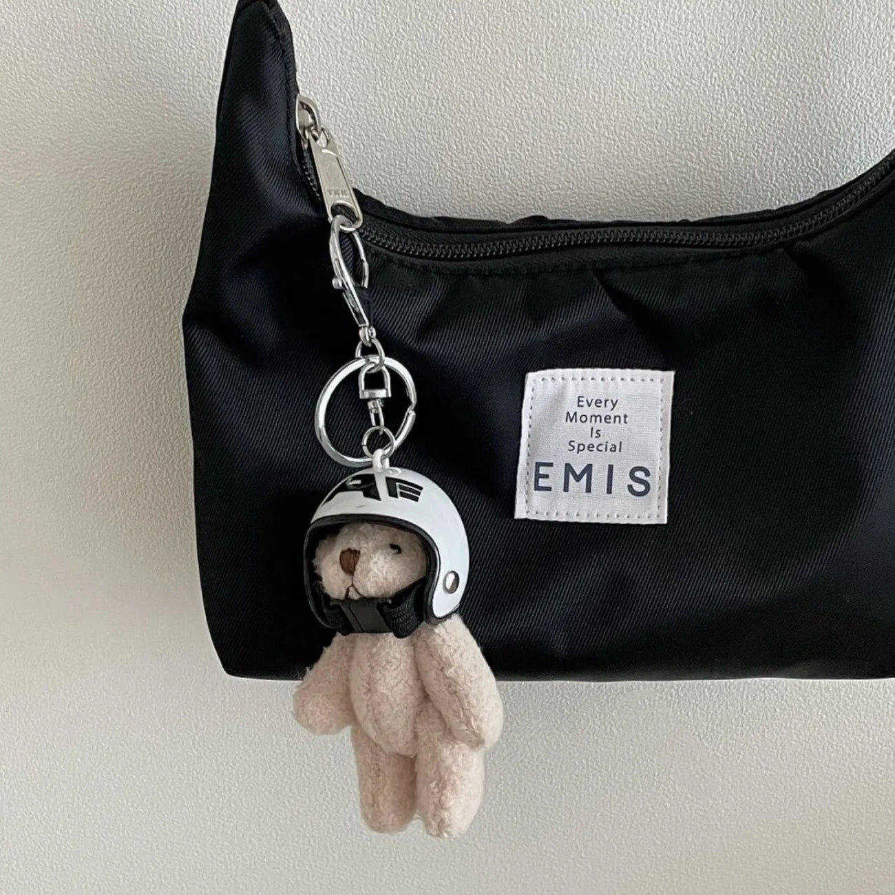 Helmeted Bear Charm Keychain