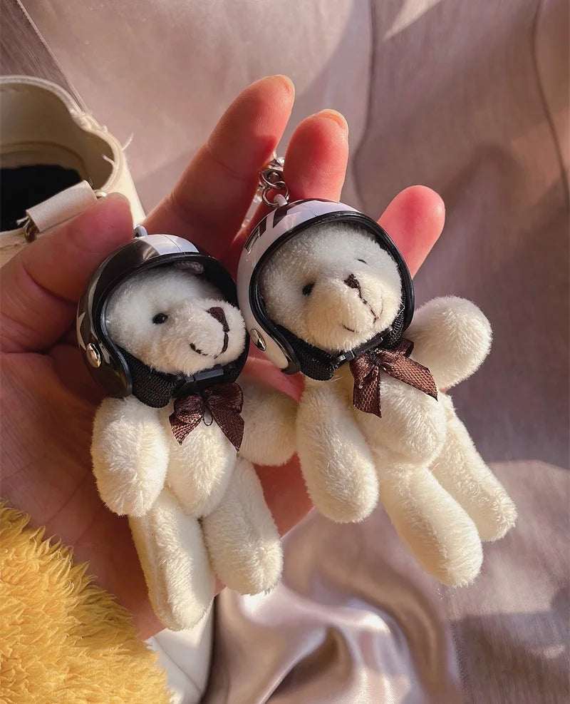 Helmeted Bear Charm Keychain