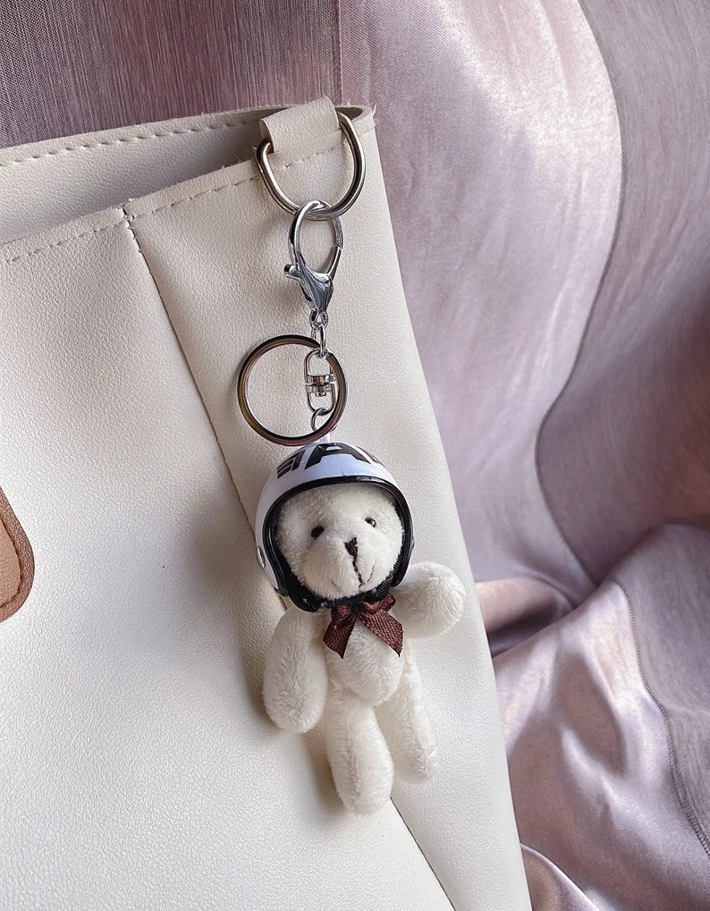 Helmeted Bear Charm Keychain