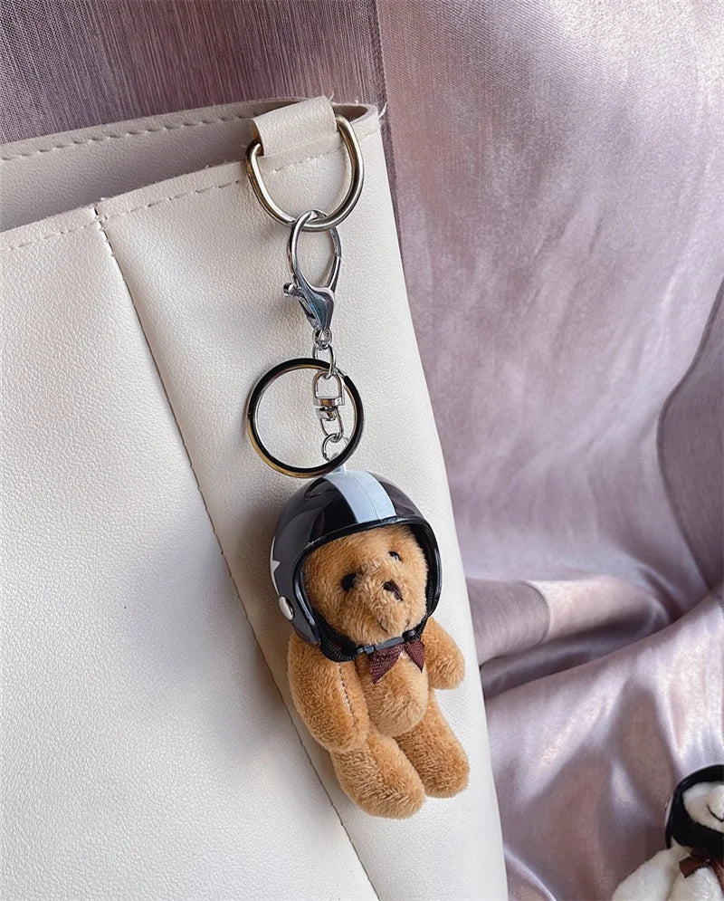 Helmeted Bear Charm Keychain