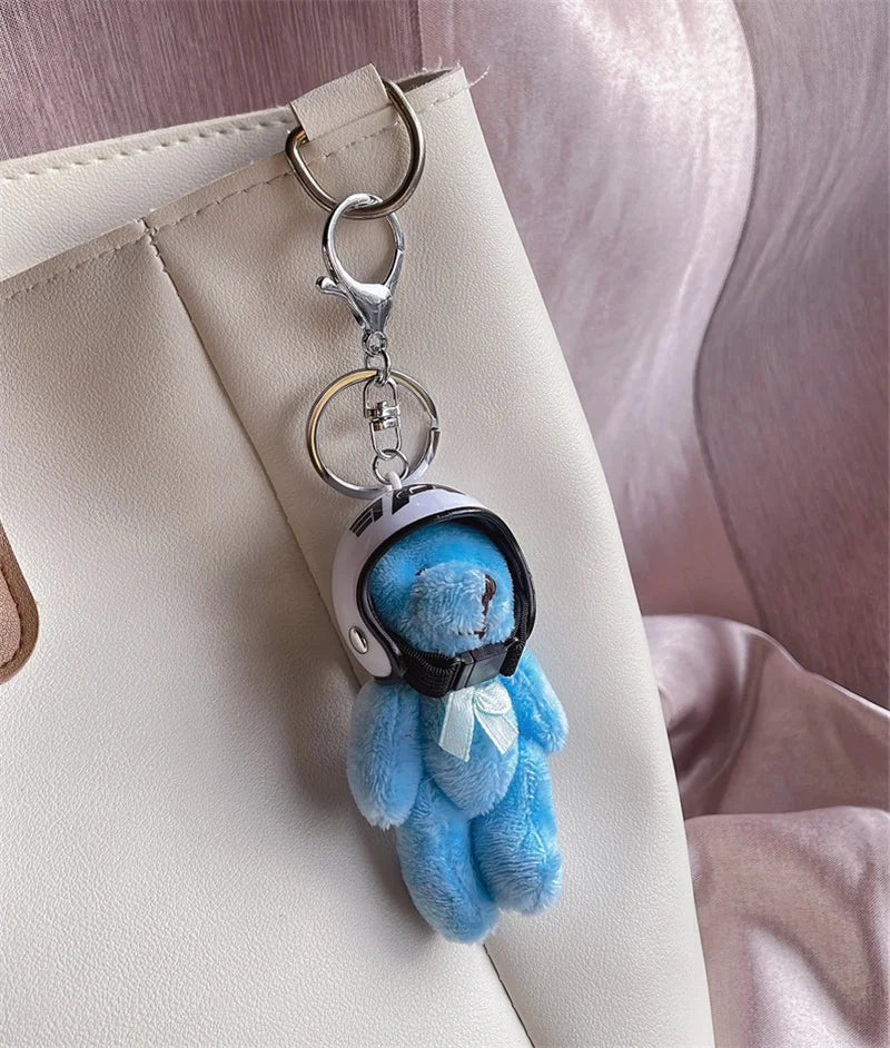 Helmeted Bear Charm Keychain