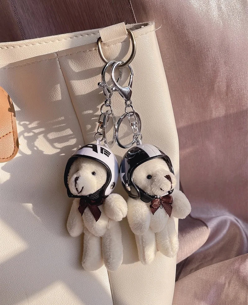 Helmeted Bear Charm Keychain