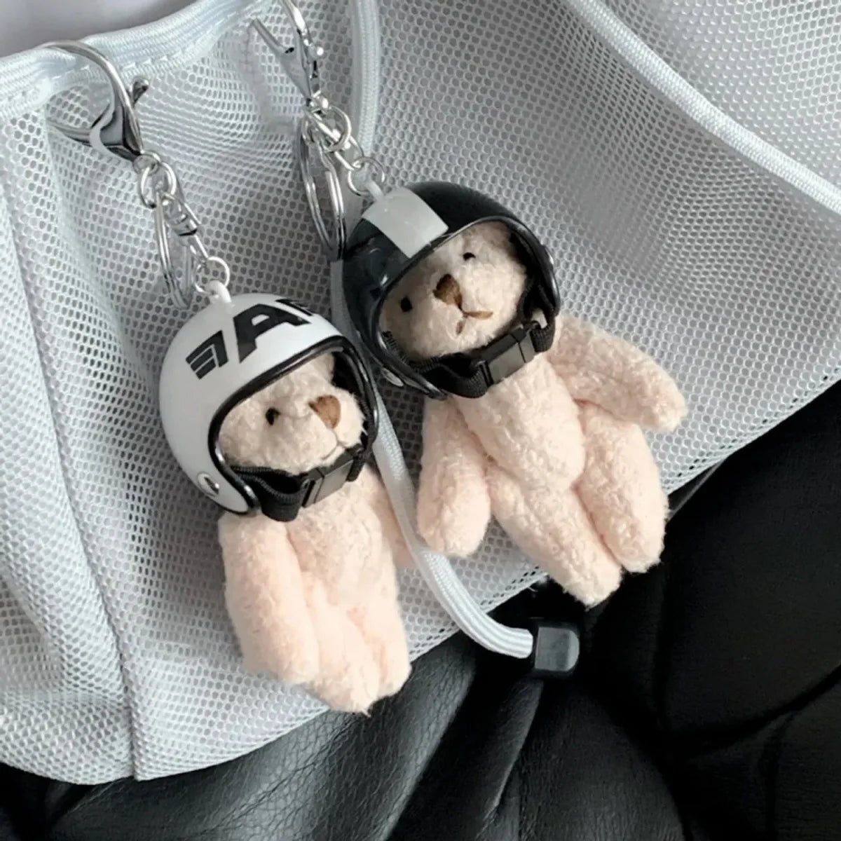 Helmeted Bear Charm Keychain
