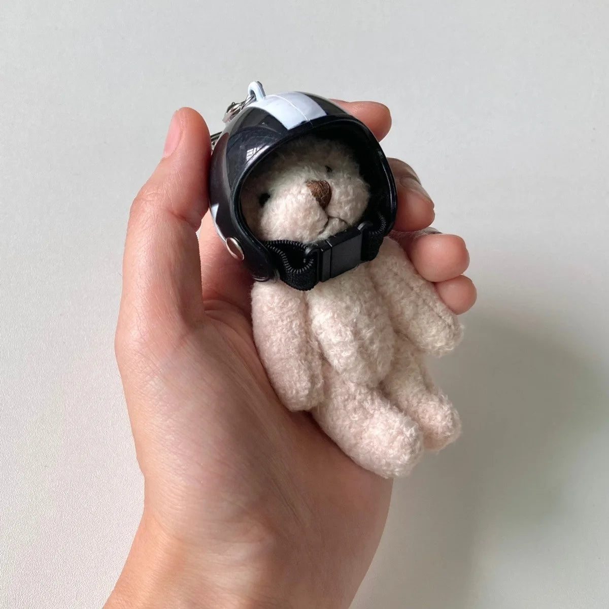 Helmeted Bear Charm Keychain